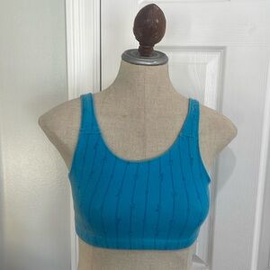 Vintage 90s moving comfort, sports bra, turquoise, dolphins cotton Lycra lined M